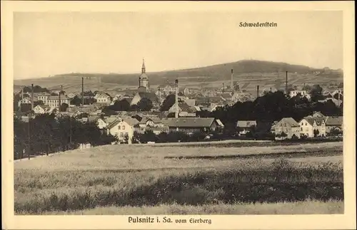 Ak Pulsnitz in Sachsen, Totale vom Eierberg gesehen, Schwedenstein