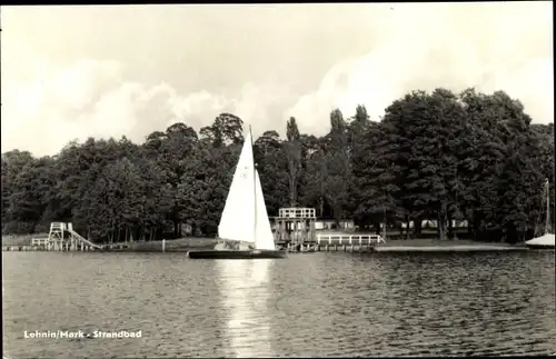 Ak Kloster Lehnin in Brandenburg, Strandbad, Segelschiff