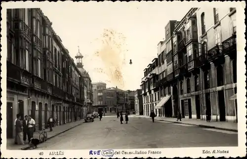 Ak Avilés Asturien Spanien, Calle del Generalisimo Franco