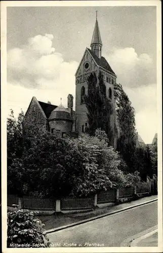 Ak Mittweida in Sachsen, Katholische Kirche, Pfarrhaus