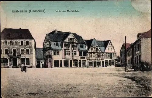 Ak Kastellaun im Hunsrück, Marktplatz, Hotel Knebel