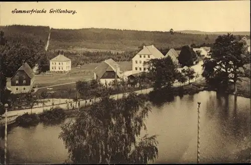 Ak Grillenburg Tharandt im Erzgebirge, Ortspanorama