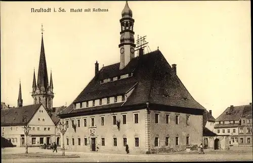 Ak Neustadt in Sachsen, Markt, Rathaus, Kirche
