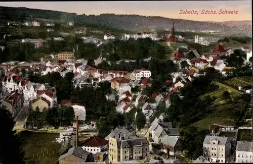 Ak Sebnitz in Sachsen, Blick über die Dächer der Stadt