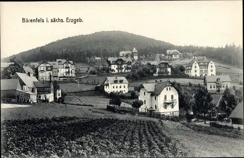 Ak Bärenfels Altenberg im Erzgebirge, Panorama, Acker, Berg