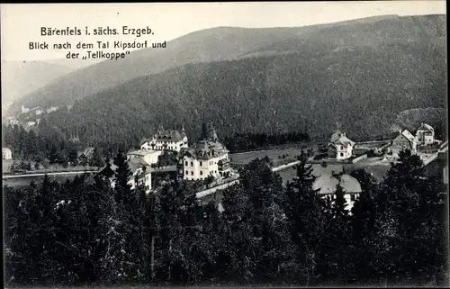 Ak Bärenfels Altenberg im Erzgebirge, Panorama, Tal Kipsdorf, Tellkoppe