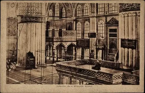 Ak Konstantinopel Istanbul Türkei, Mosquee Ahmed, Interieur