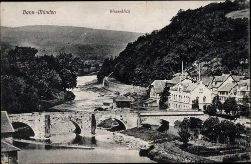 Ak Hann. Münden in Niedersachsen, Weserblick, Ort, Brücke