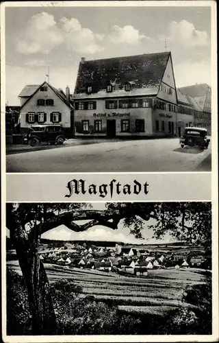 Ak Magstadt Baden Württemberg, Gasthof zum Ritter, Ortspanorama