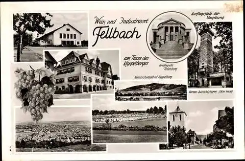 Ak Fellbach in Baden Württemberg, Aussichtsturm, Ortsansicht