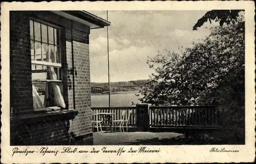 Ak Pönitz Scharbeutz Ostholstein, Meierei, Blick von der Terrasse