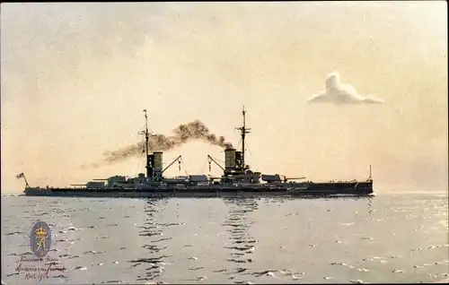 Künstler Ak Lindemann Frommel, Karl, Deutsches Kriegsschiff, SMS Friedrich der Große