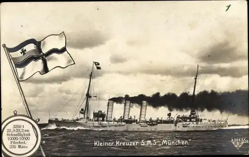 Ak Deutsches Kriegsschiff, SMS München, Kleiner Kreuzer, Kaiserliche Marine