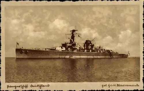 Ak Deutsches Kriegsschiff, Panzerschiff Deutschland, Reichsmarine