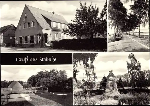 Ak Steimke, Gasthaus, Ehrenmal, Strassenansicht, Pool