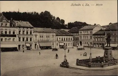 Ak Sebnitz in Sachsen, Marktplatz, Denkmal