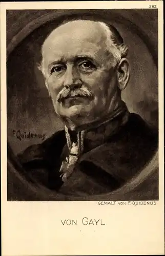 Künstler Ak Quidenus, Fritz, General Wilhelm Karl Friedrich Freiherr von Gayl, Portrait