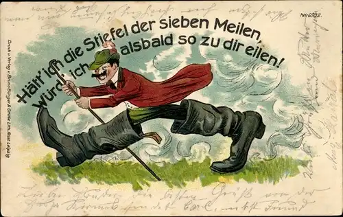 Litho Siebenmeilenstiefel, Mann in Tracht