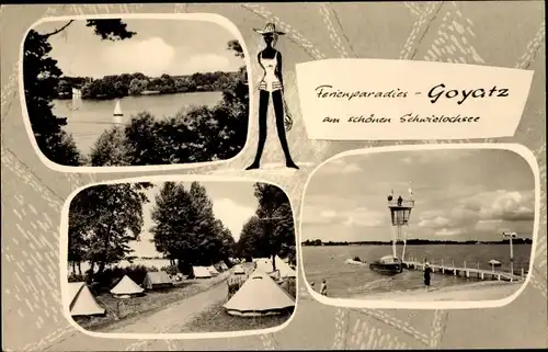 Ak Goyatz Schwiechowsee Brandenburg, See, Zeltplatz, Urlauberin