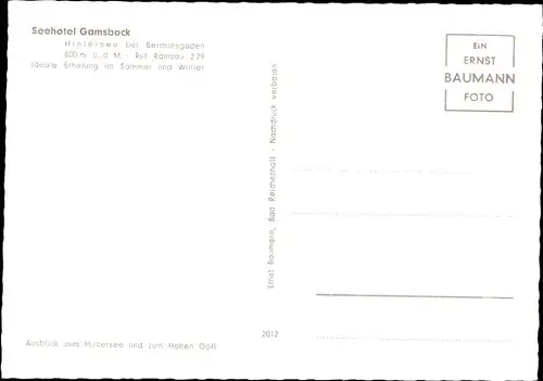 Ak Ramsau im Berchtesgadener Land Oberbayern, Seehotel Gamsbock