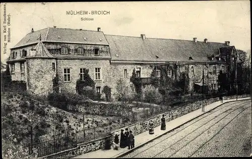 Ak Broich Mülheim an der Ruhr in Nordrhein Westfalen, Schloss, Totalansicht, Straße, Bahngleise