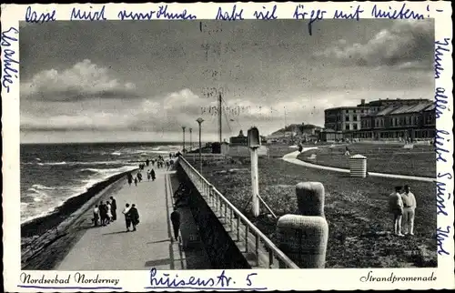 Ak Norderney in Ostfriesland, Strandpromenade