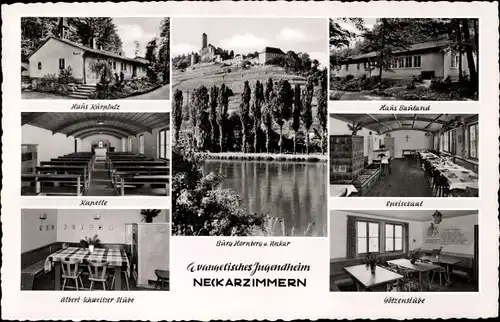Ak Neckarzimmern im Neckar Odenwald Kreis, Evangelisches Jugendheim, Burg Hornberg