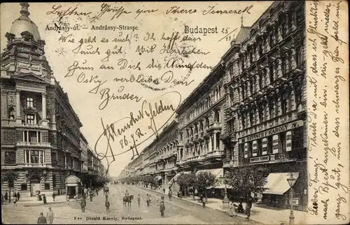 Ak Budapest Ungarn, Andrássy Straße, Deutsch F. Karoly