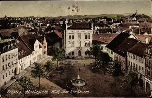 Ak Triptis in Thüringen, Marktplatz, Blick vom Kirchturm