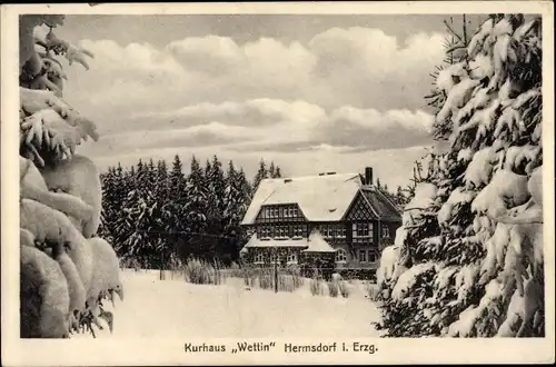 Ak Hermsdorf im Erzgebirge, Kurhaus Wettin im Winter