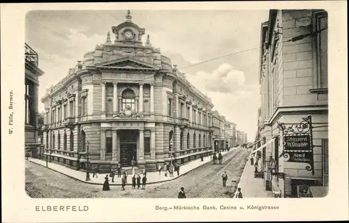 Ak Elberfeld Wuppertal, Bergisch Märkische Bank, Casino, Königstraße