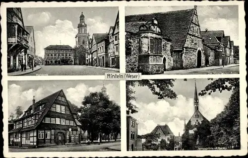 Ak Rinteln an der Weser, Marktplatz, Museum, Kirche mit Pfarrhaus, Münchhausen Archiv