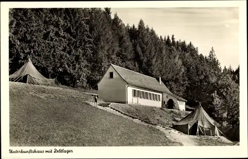Ak Neuenmarkt Oberfranken, Unterkunftshaus mit Zeltlager