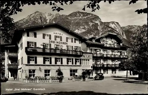 Ak Garmisch Partenkirchen in Oberbayern, Hotel Drei Mohren
