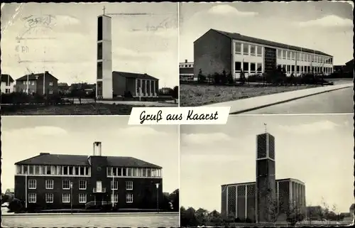 Ak Kaarst Nordrhein Westfalen, Kirche, Schule, Rathaus
