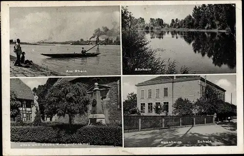 Ak Auenheim Kehl am Rhein Ortenaukreis Baden Württemberg, Schule, Kriegerdenkmäler