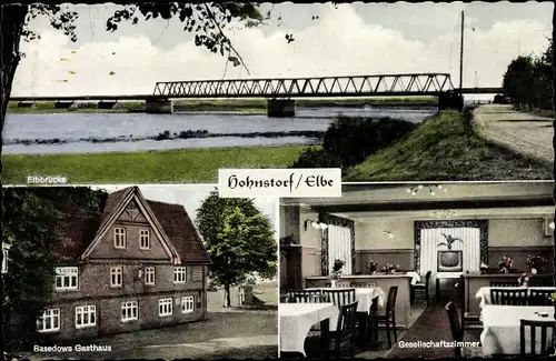 Ak Hohnstorf Elbe, Elbbrücke, Basedows Gasthaus