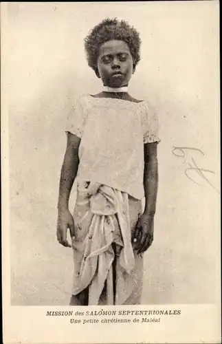 Ak Salomon Inseln, Mission des Salomon Septentrionales, petite chrétienne de Maléai, Portrait
