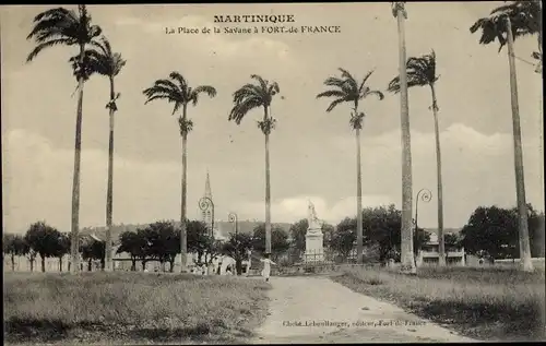 Ak Fort de France Martinique, La Place de la Savane