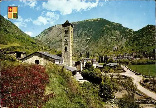 Ak Encamp Andorra, Vue générale, Clocher roman