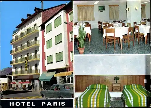 Ak Encamp Andorra, Hotel Paris, Außen u. Innenansicht