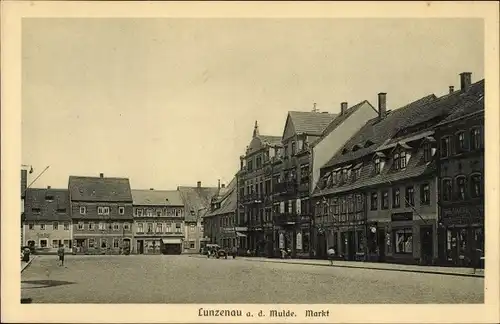 Ak Lunzenau in Sachsen, Marktplatz