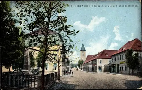 Ak Hildburghausen in Thüringen, Kriegerdenkmal und Bismarckstraße