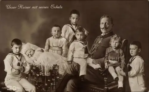 Ak Kaiser Wilhelm II., Portrait mit seinen Enkeln, Liersch 7577