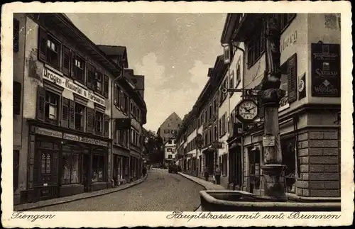 Ak Waldshut Tiengen am Hochrhein, Hauptstraße mit unteren Brunnen