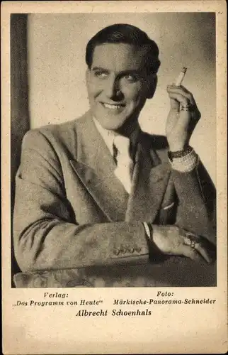 Ak Schauspieler Albrecht Schoenhals, Portrait, Zigarette
