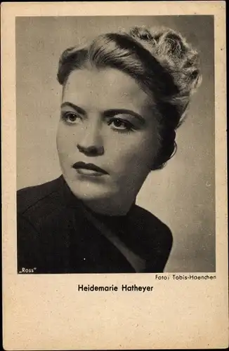 Ak Schauspielerin Heidemarie Hatheyer, Portrait, Ross Verlag