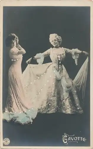Ak Gavotte, zwei elegante tanzende Damen, NPG 259 5