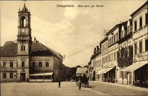 Ak Königsbrück in der Oberlausitz, Blick über den Markt