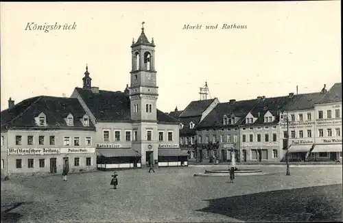 Ak Königsbrück in der Oberlausitz, Markt und Rathaus